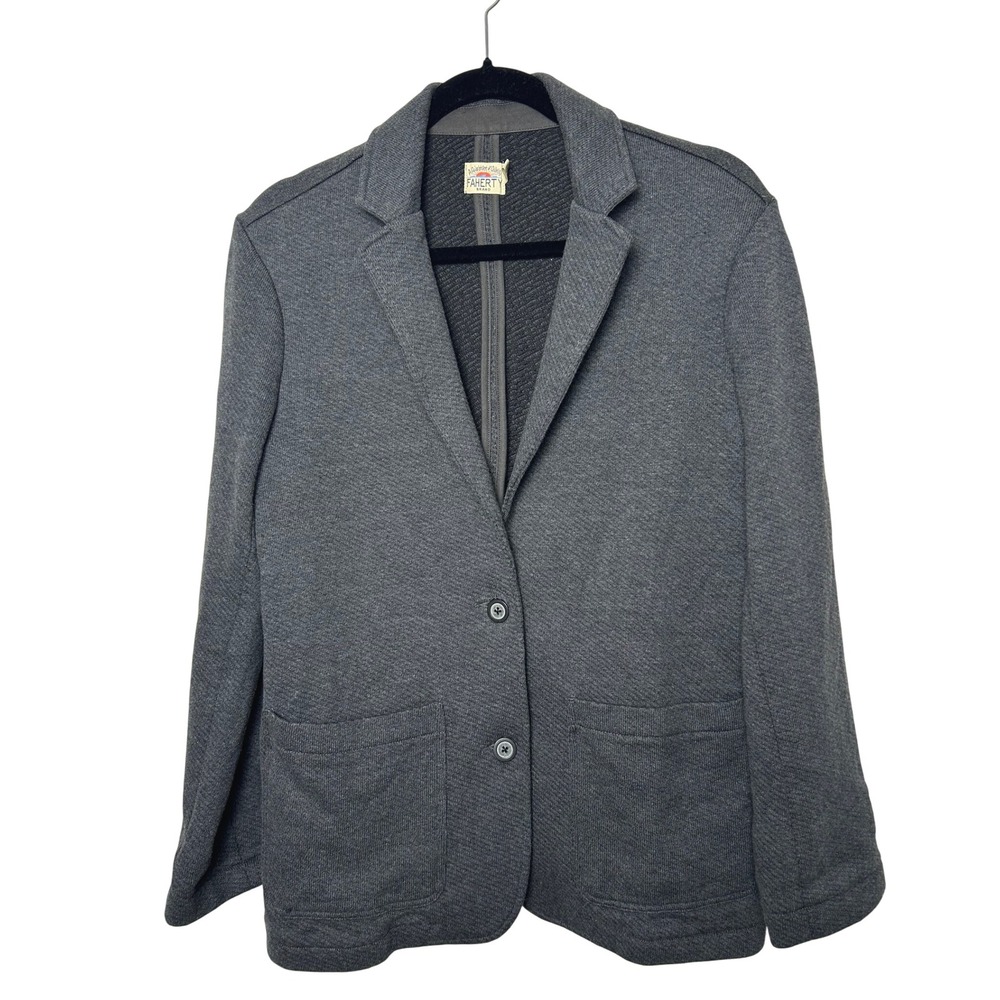 FAHERTY BRAND Inlet Knit Blazer Women's M Charcoal‎ 2 Button Pockets sustainable